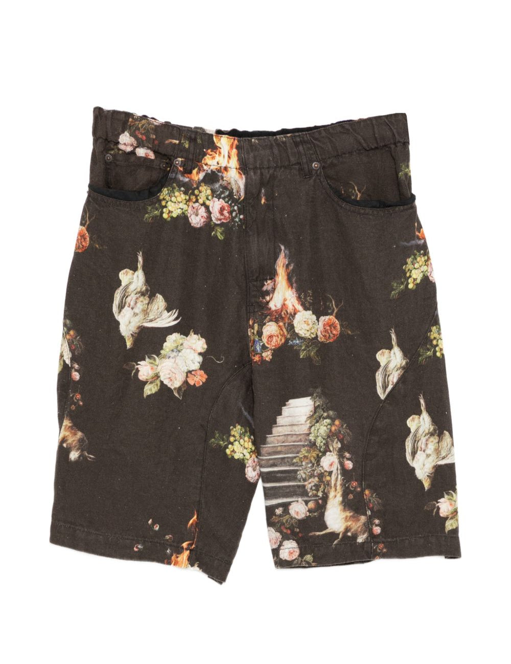 Pantaloncini con stampa floreale in nero Undercover - uomo 