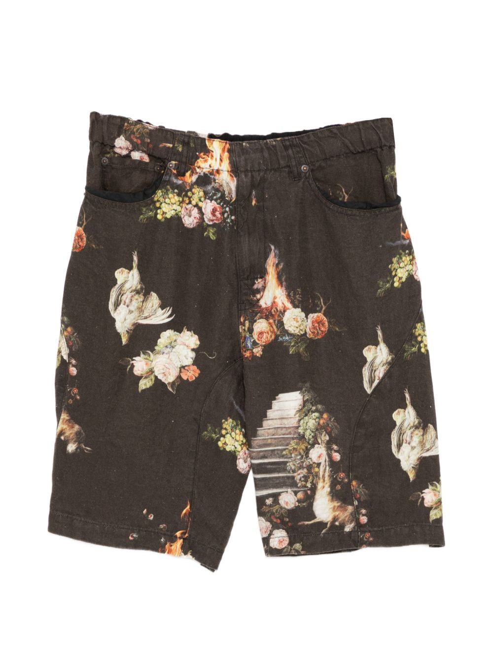 Pantaloncini con stampa floreale in nero Undercover - uomo 