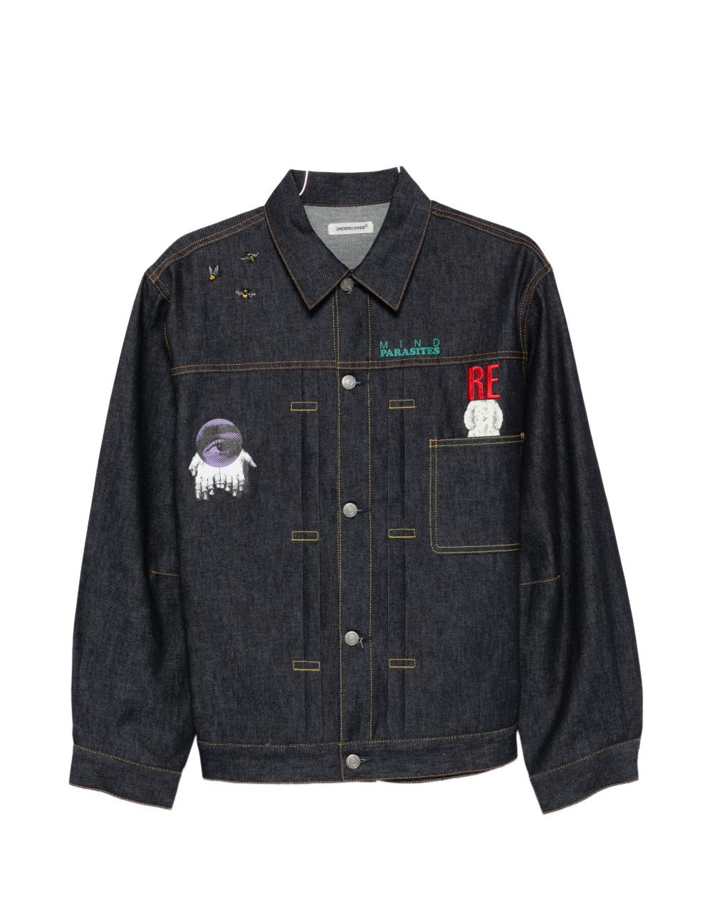 Giacca denim con stampa grafica in blu Undercover - uomo 