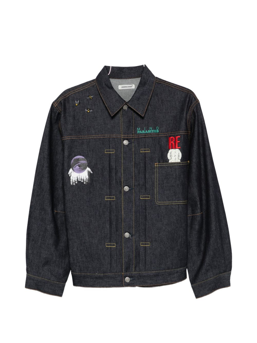 Giacca denim con stampa grafica in blu Undercover - uomo 