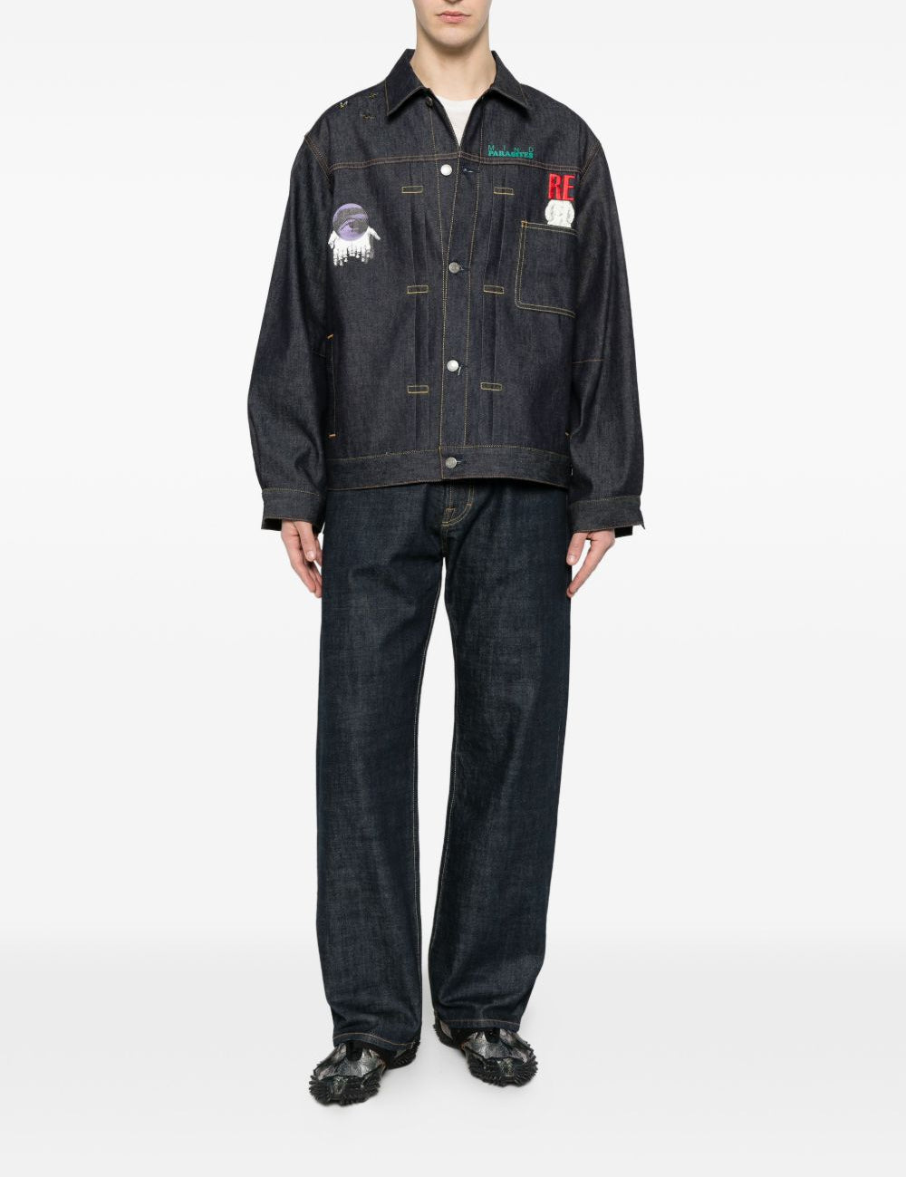 Giacca denim con stampa grafica in blu Undercover - uomo 