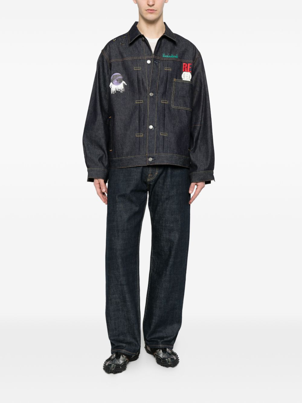 Giacca denim con stampa grafica in blu Undercover - uomo 