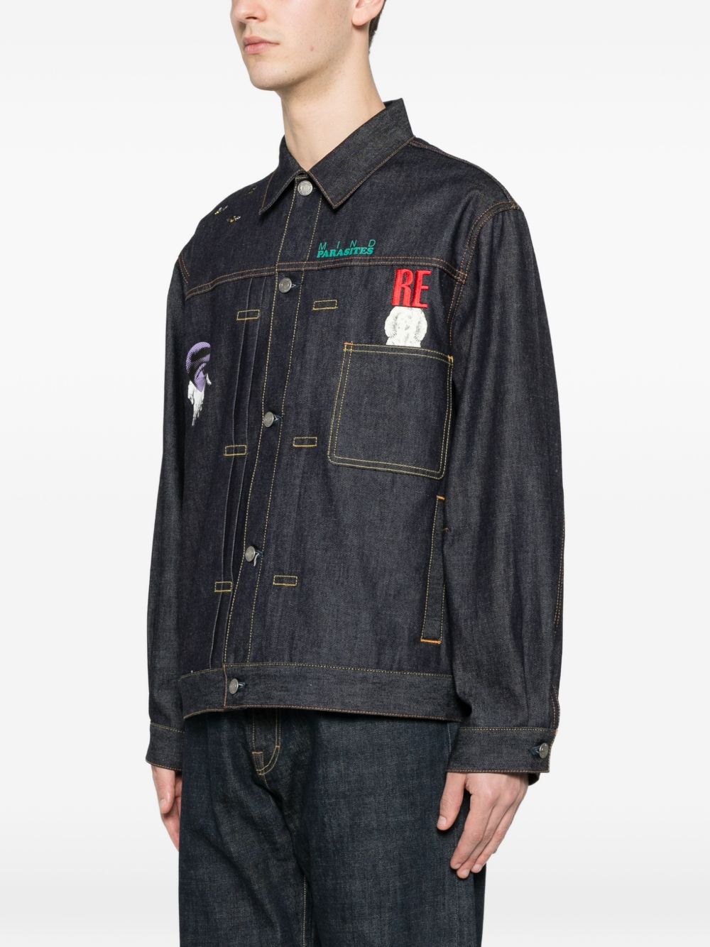 Giacca denim con stampa grafica in blu Undercover - uomo 