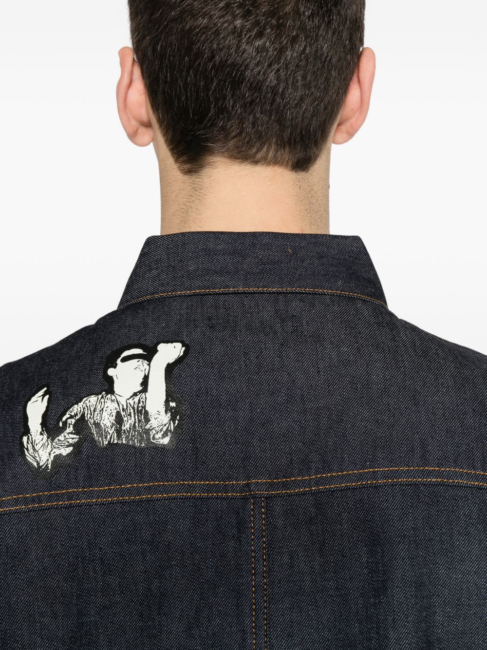 Giacca denim con stampa grafica in blu Undercover - uomo 