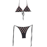 Bikini a traliccio decorato con cristalli in nero Venuja - donna 