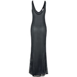 Abito lungo con decorazione in nero Venuja - donna 