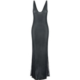 Abito lungo con decorazione in nero Venuja - donna 