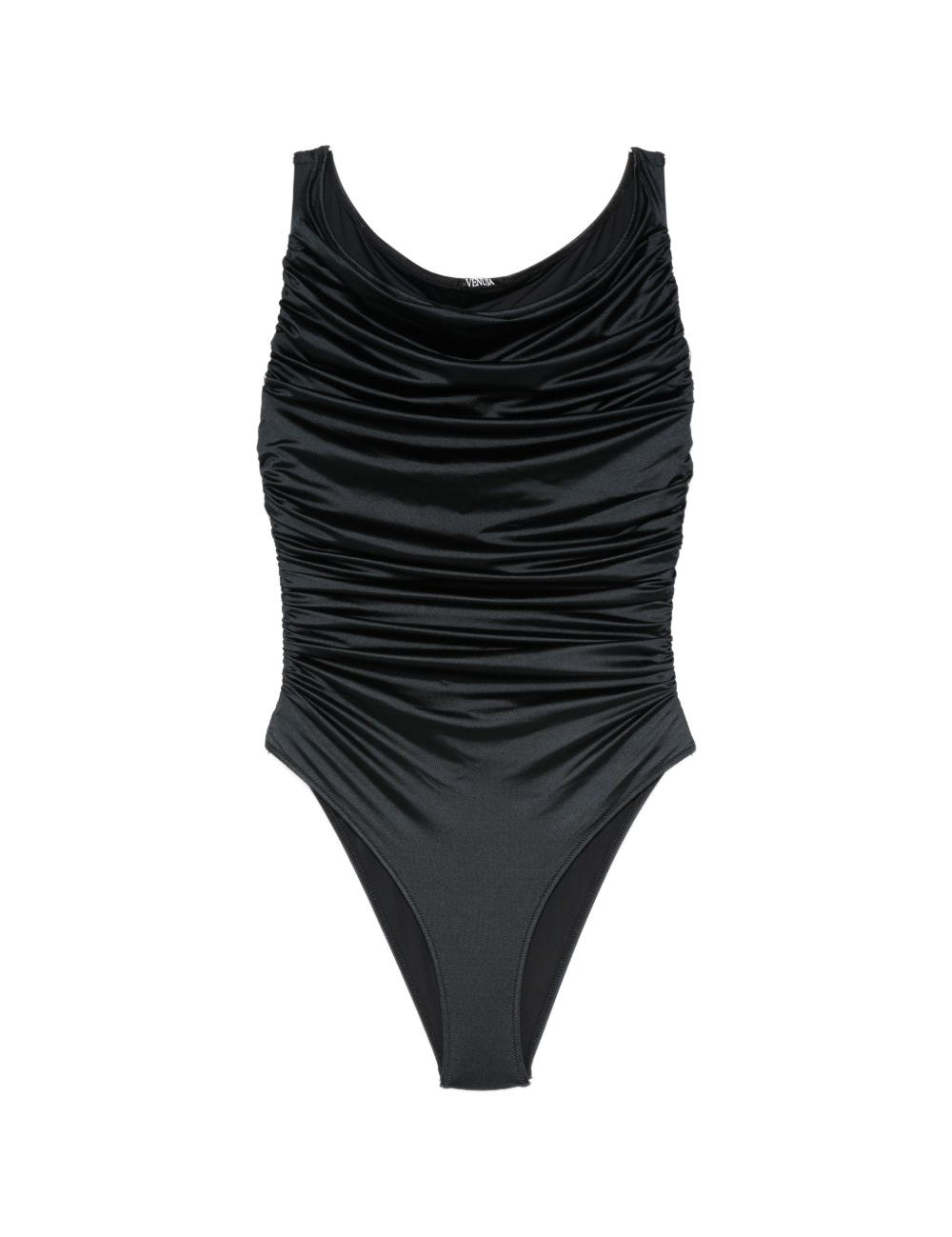 Costume da bagno con scollo arricciato in nero Venuja - donna 