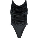 Costume da bagno con scollo arricciato in nero Venuja - donna 