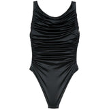 Costume da bagno con scollo arricciato in nero Venuja - donna 