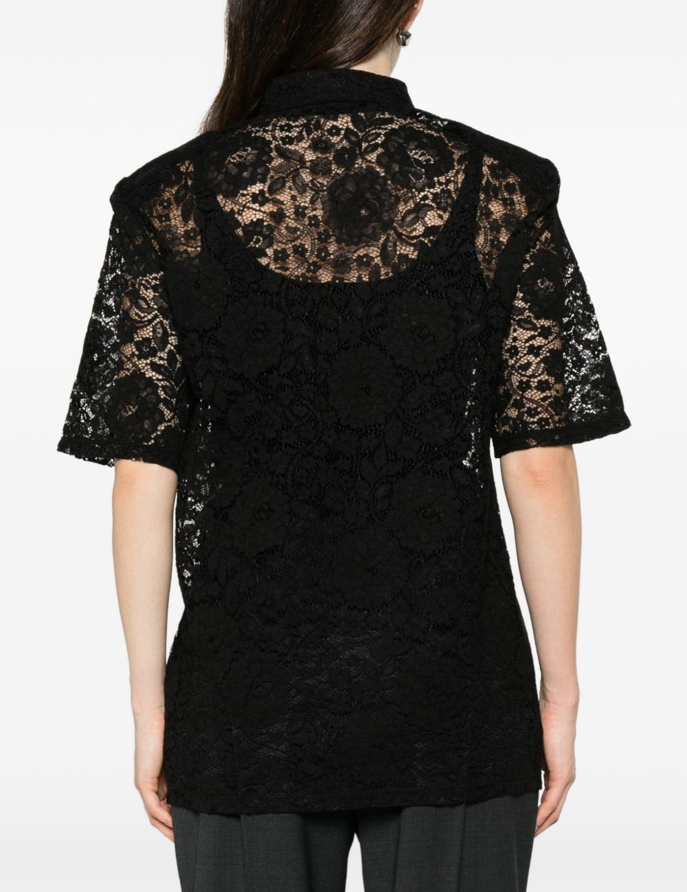Camicia in pizzo floreale in nero Venuja - donna 