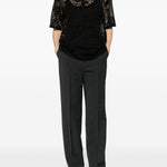 Camicia in pizzo floreale in nero Venuja - donna 