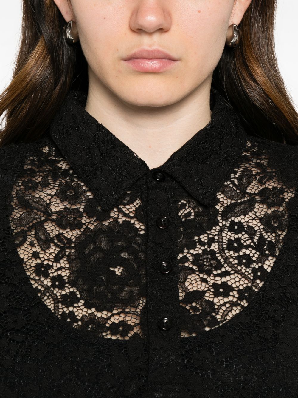 Camicia in pizzo floreale in nero Venuja - donna 
