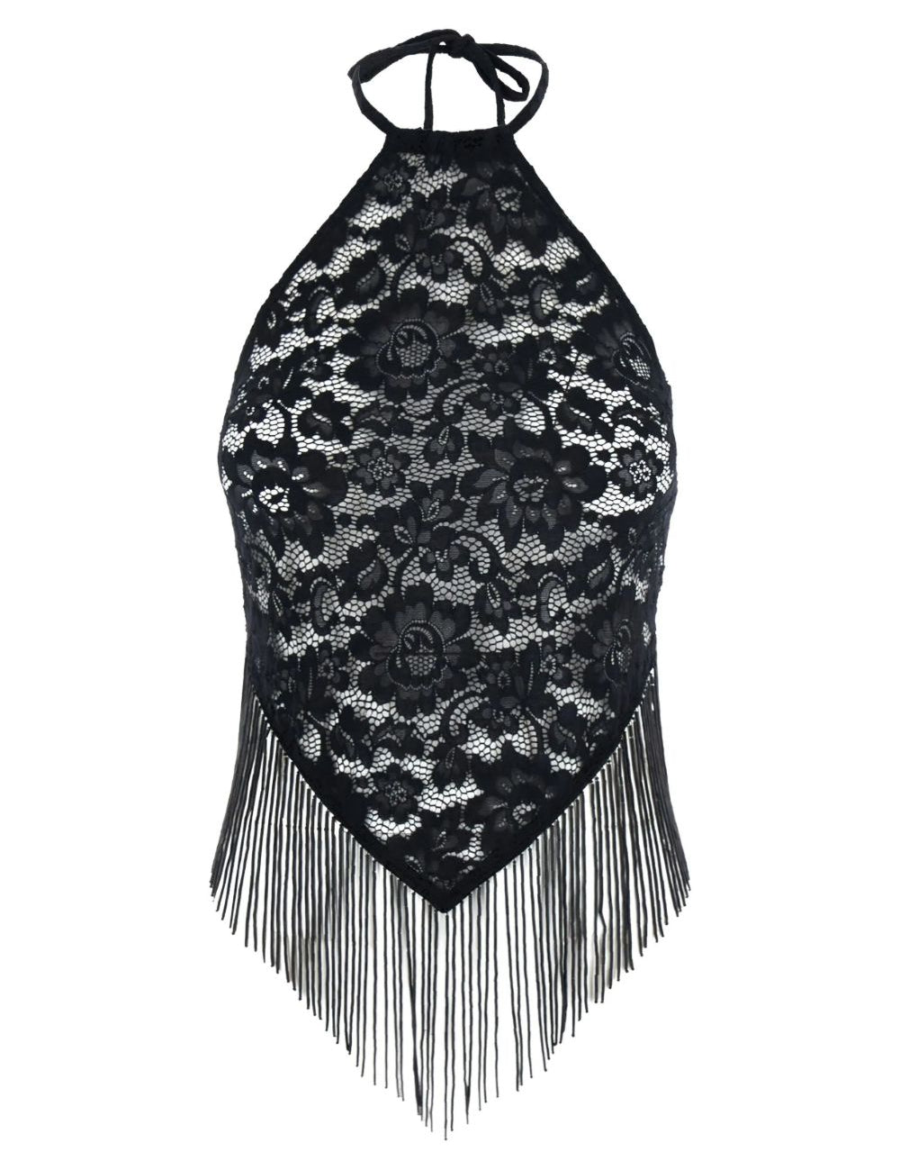 Top in pizzo a fiori in nero Venuja - donna 