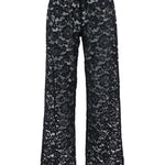 Pantaloni con inserti in pizzo in nero Venuja - donna 