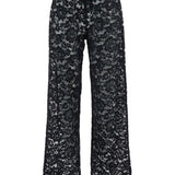 Pantaloni con inserti in pizzo in nero Venuja - donna 