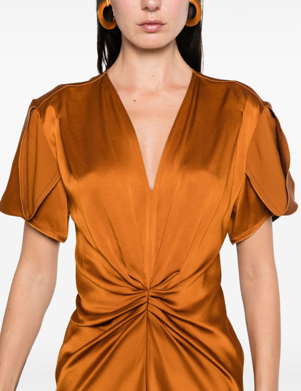 Abito con arricciatura in bronzo Victoria Beckham - donna 