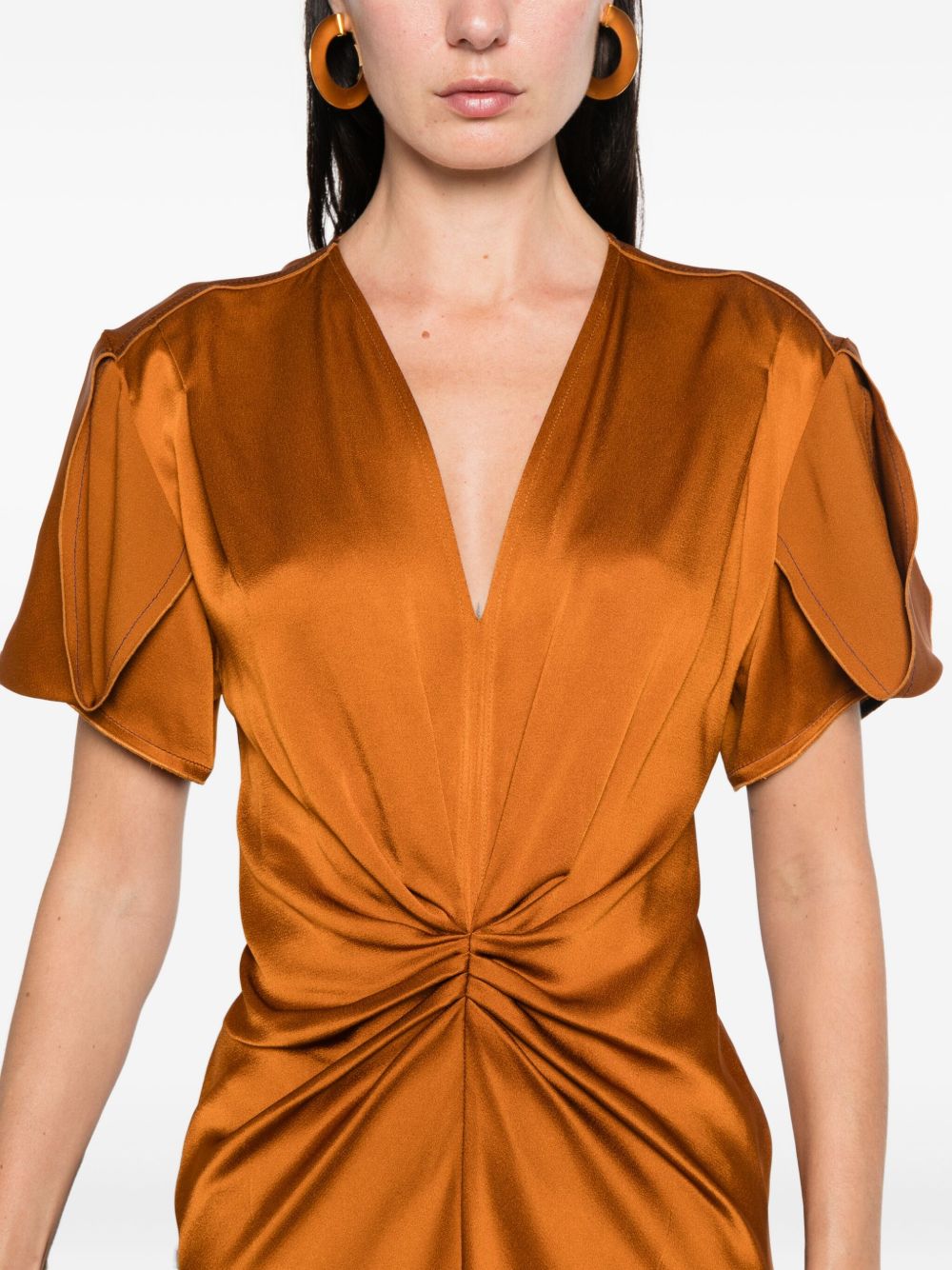 Abito con arricciatura in bronzo Victoria Beckham - donna 