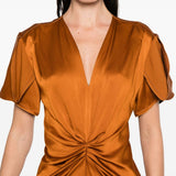Abito con arricciatura in bronzo Victoria Beckham - donna 