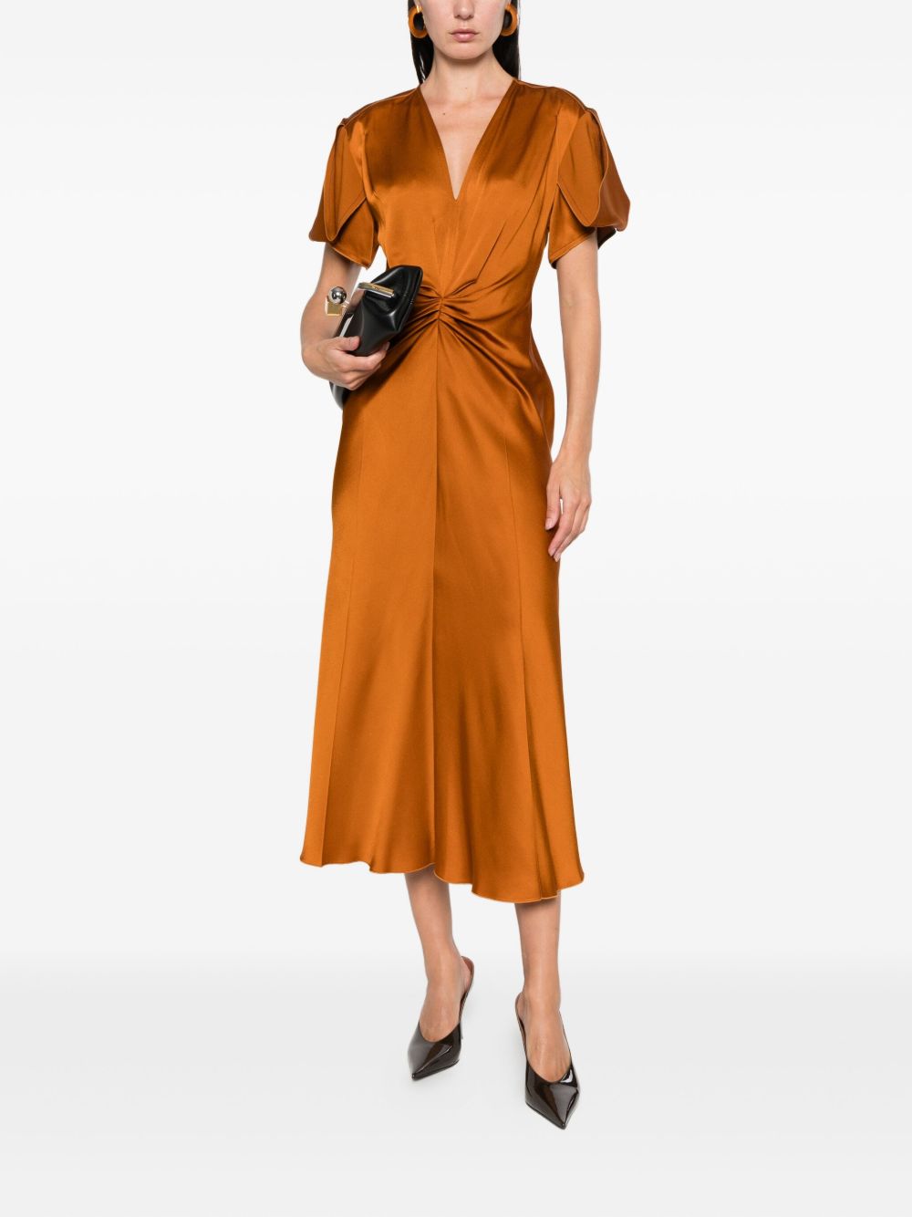 Abito con arricciatura in bronzo Victoria Beckham - donna 