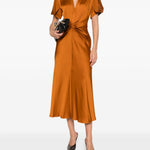 Abito con arricciatura in bronzo Victoria Beckham - donna 
