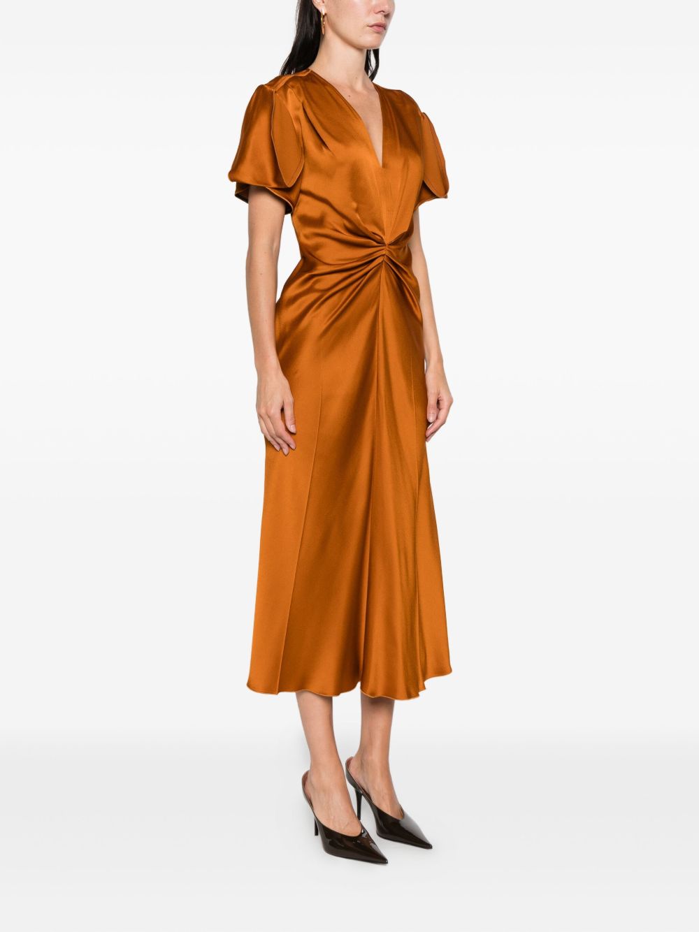 Abito con arricciatura in bronzo Victoria Beckham - donna 