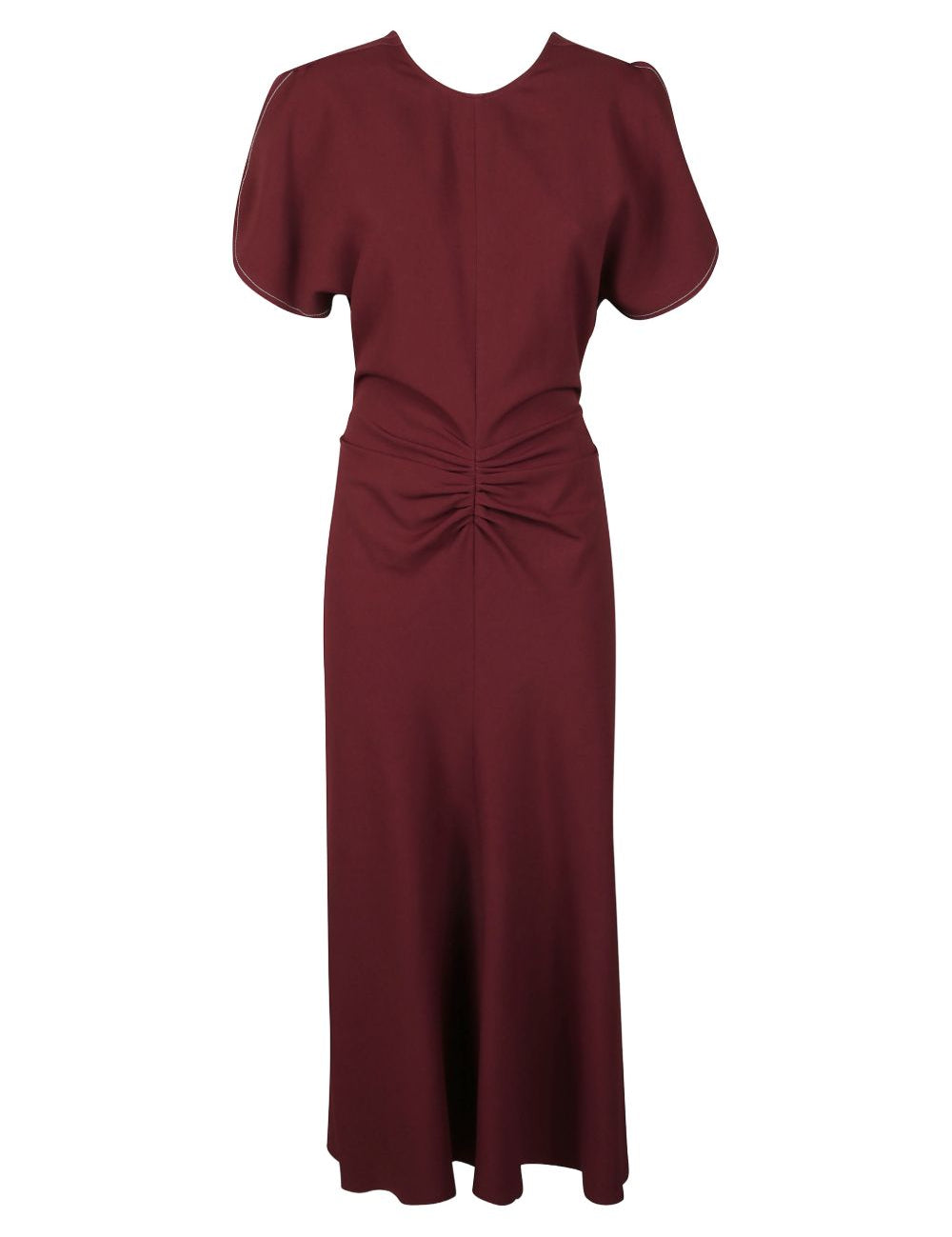 Abito midi con dettaglio arricciato in borgogna Victoria Beckham - donna 