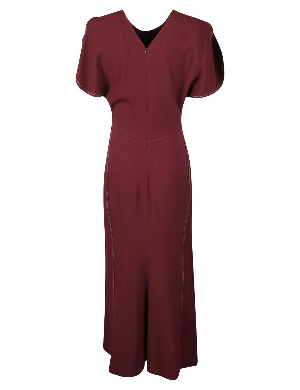 Abito midi con dettaglio arricciato in borgogna Victoria Beckham - donna 