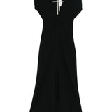 Abito midi Edith con scollo a V in nero Victoria Beckham - donna 
