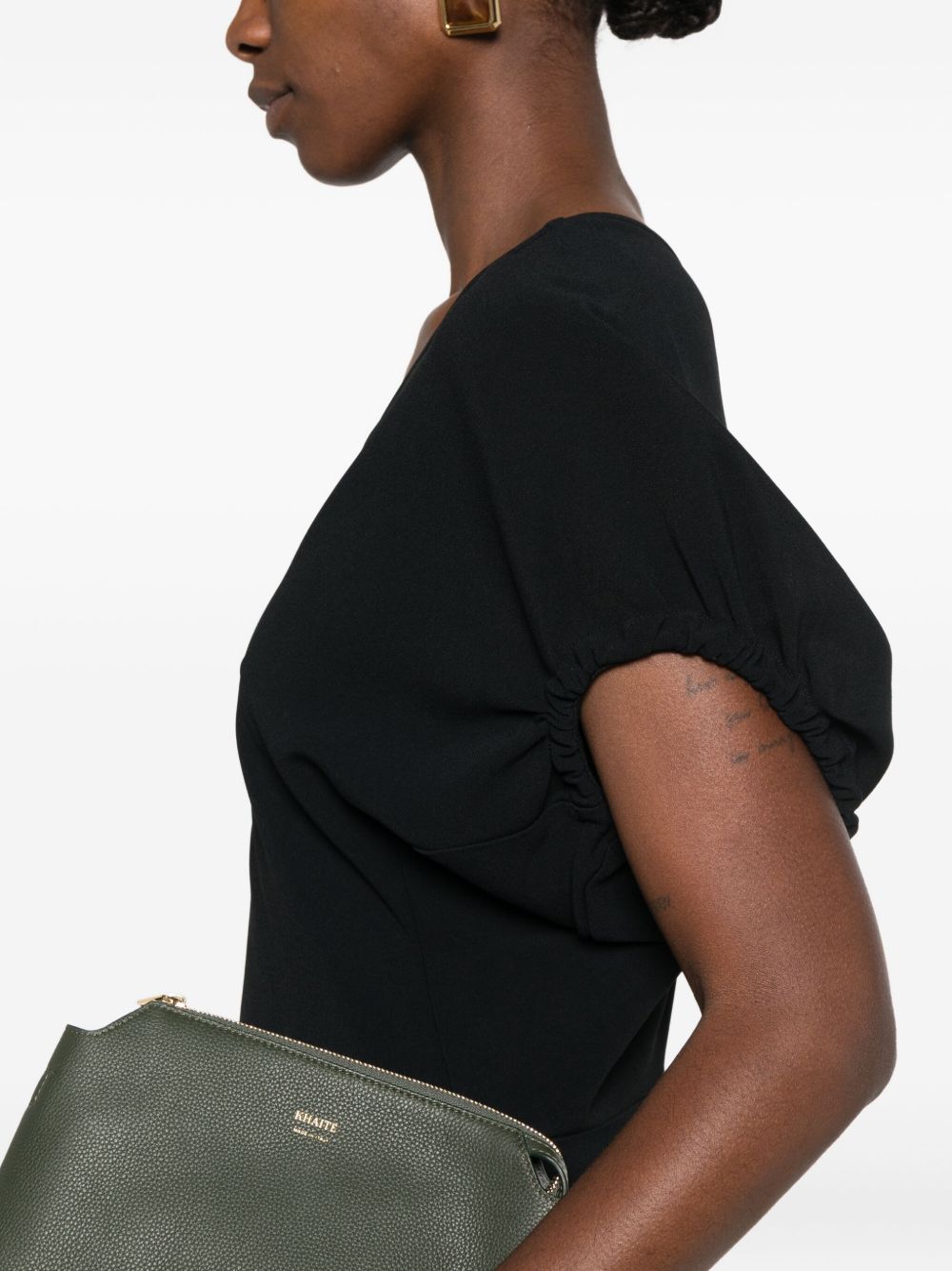 Abito midi Edith con scollo a V in nero Victoria Beckham - donna 