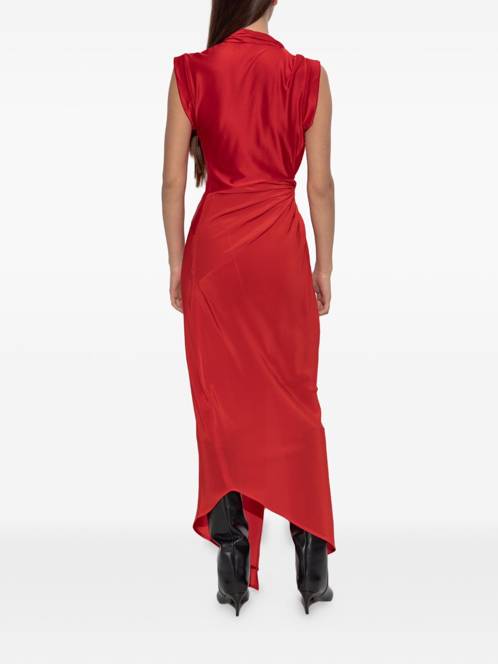 Abito lungo con nodo in rosso Victoria Beckham - donna 