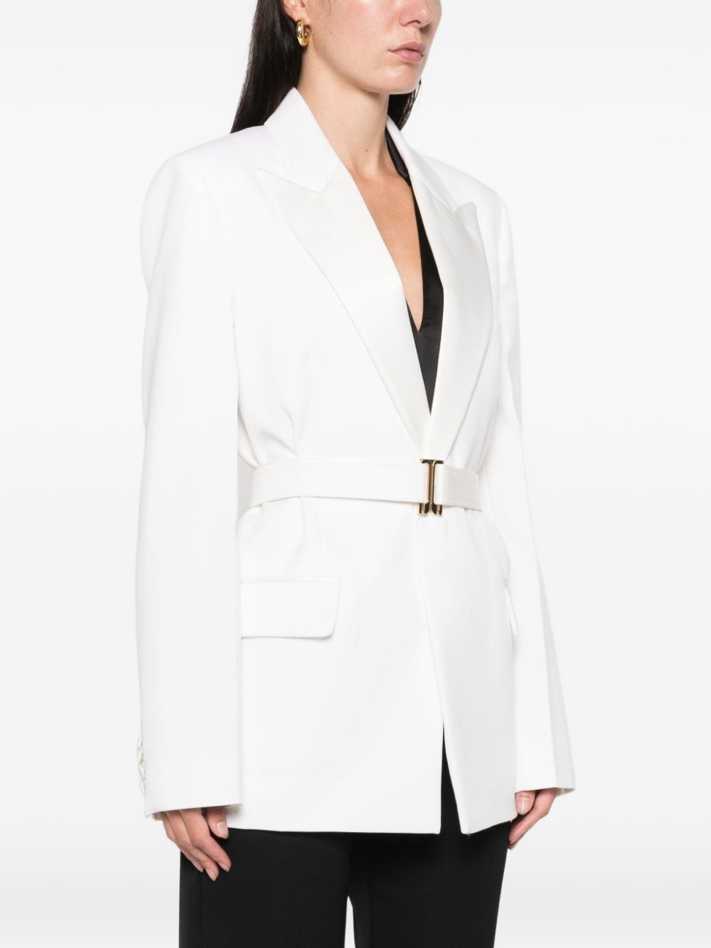 Blazer con revers a lancia con cintura in bianco Victoria beckham - donna 