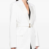 Blazer con revers a lancia con cintura in bianco Victoria beckham - donna 