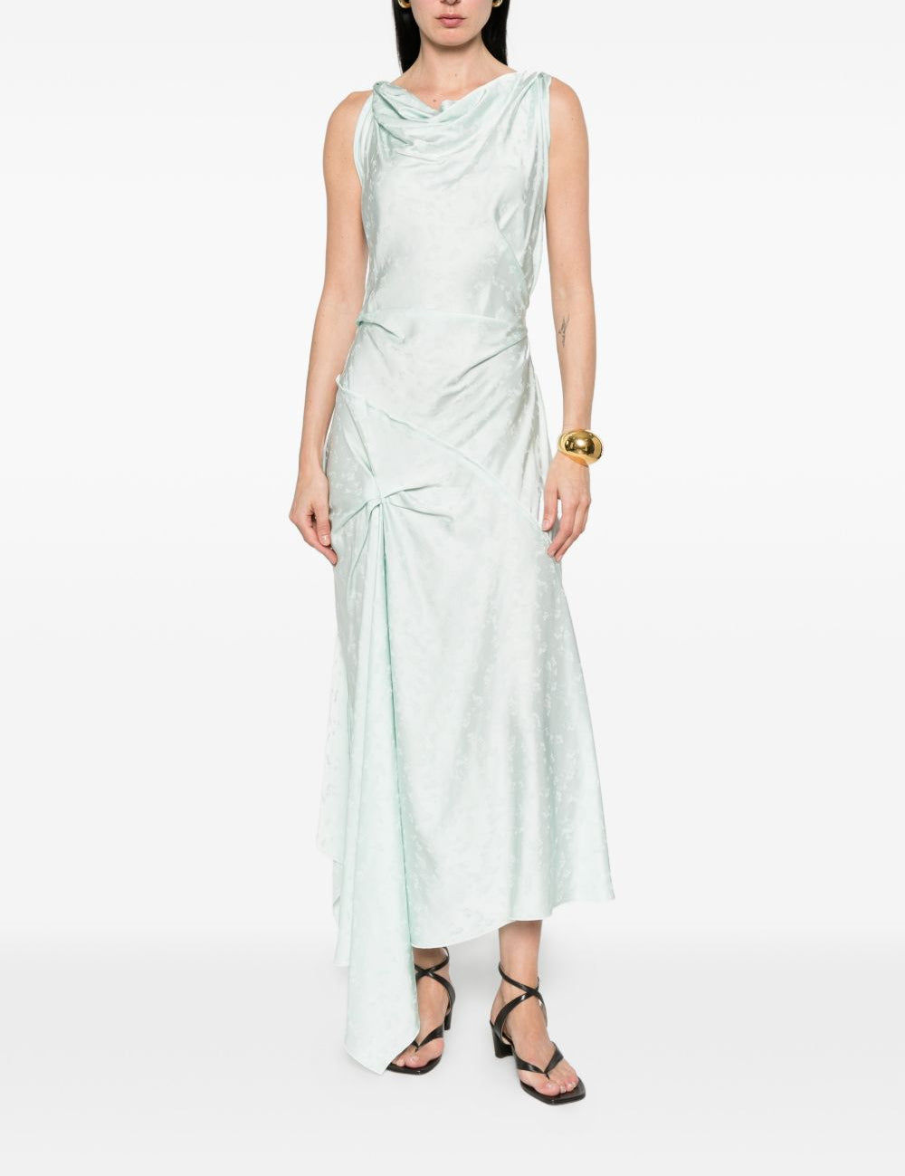 Abito midi posy con drapeggio in celeste Victoria beckham - donna 
