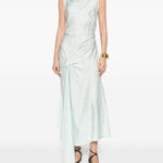 Abito midi posy con drapeggio in celeste Victoria beckham - donna 