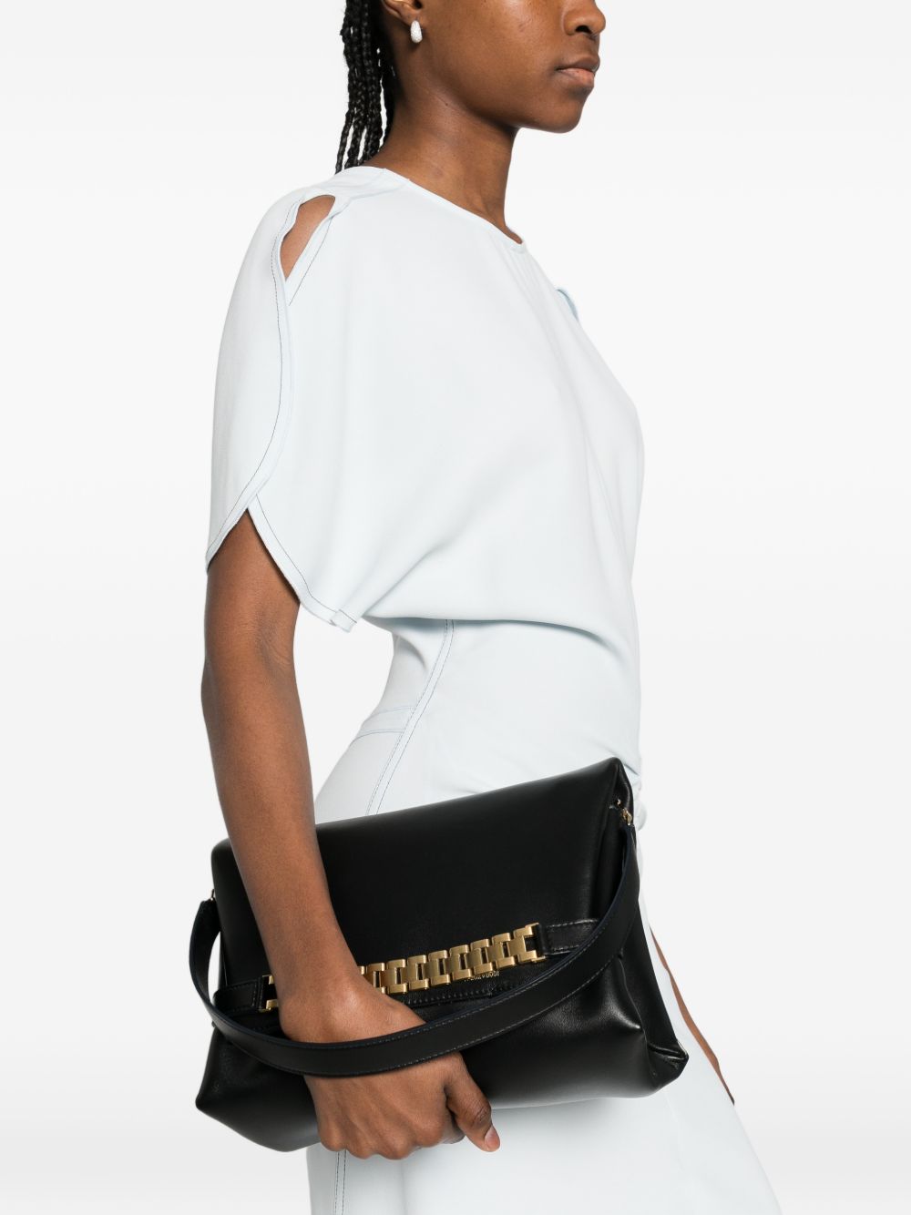 Borsa clutch con catena in nero Victoria Beckham - donna 