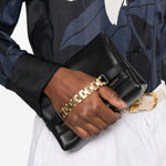 Borsa clutch con catena in mini nero Victoria Beckham - donna 