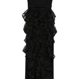 Abito lungo senza spalline con ruches in nero Viktor&rolf - donna 