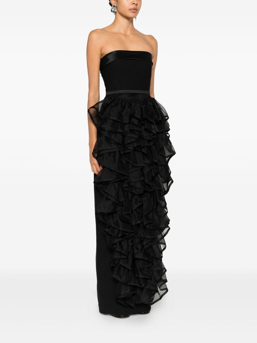 Abito lungo senza spalline con ruches in nero Viktor&rolf - donna 
