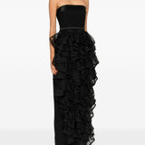 Abito lungo senza spalline con ruches in nero Viktor&rolf - donna 