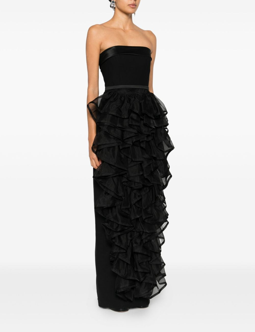 Abito lungo senza spalline con ruches in nero Viktor&rolf - donna 