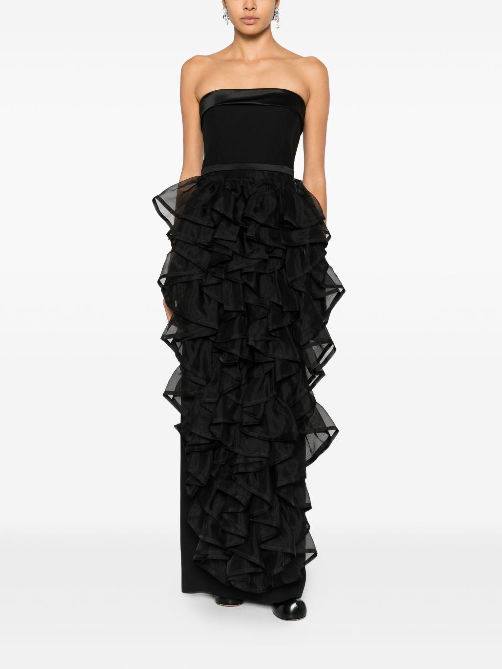 Abito lungo senza spalline con ruches in nero Viktor&rolf - donna 