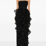 Abito lungo senza spalline con ruches in nero Viktor&rolf - donna 