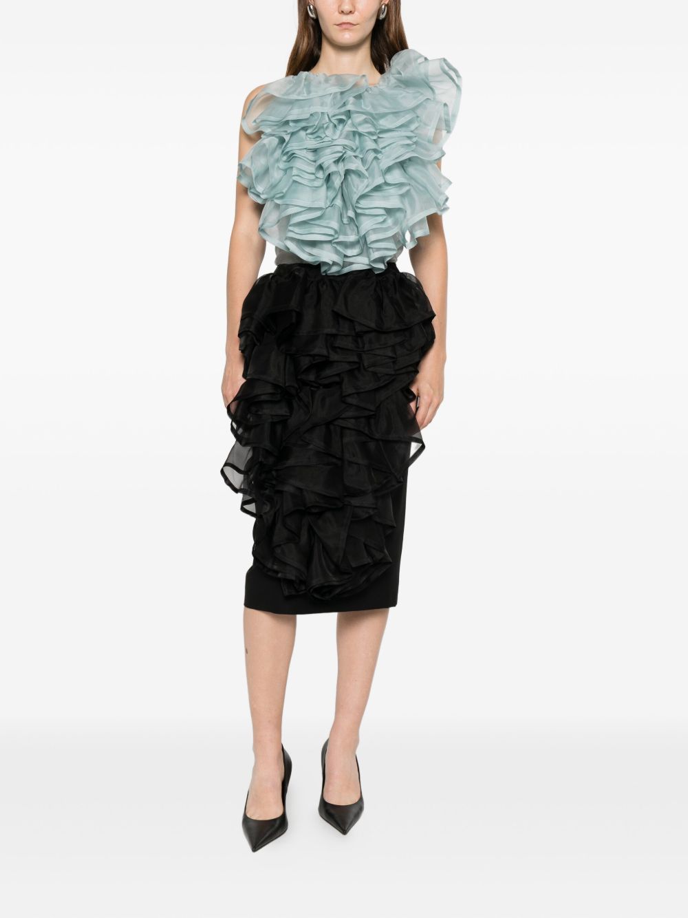 Top con volant in blu Viktor&rolf - donna 