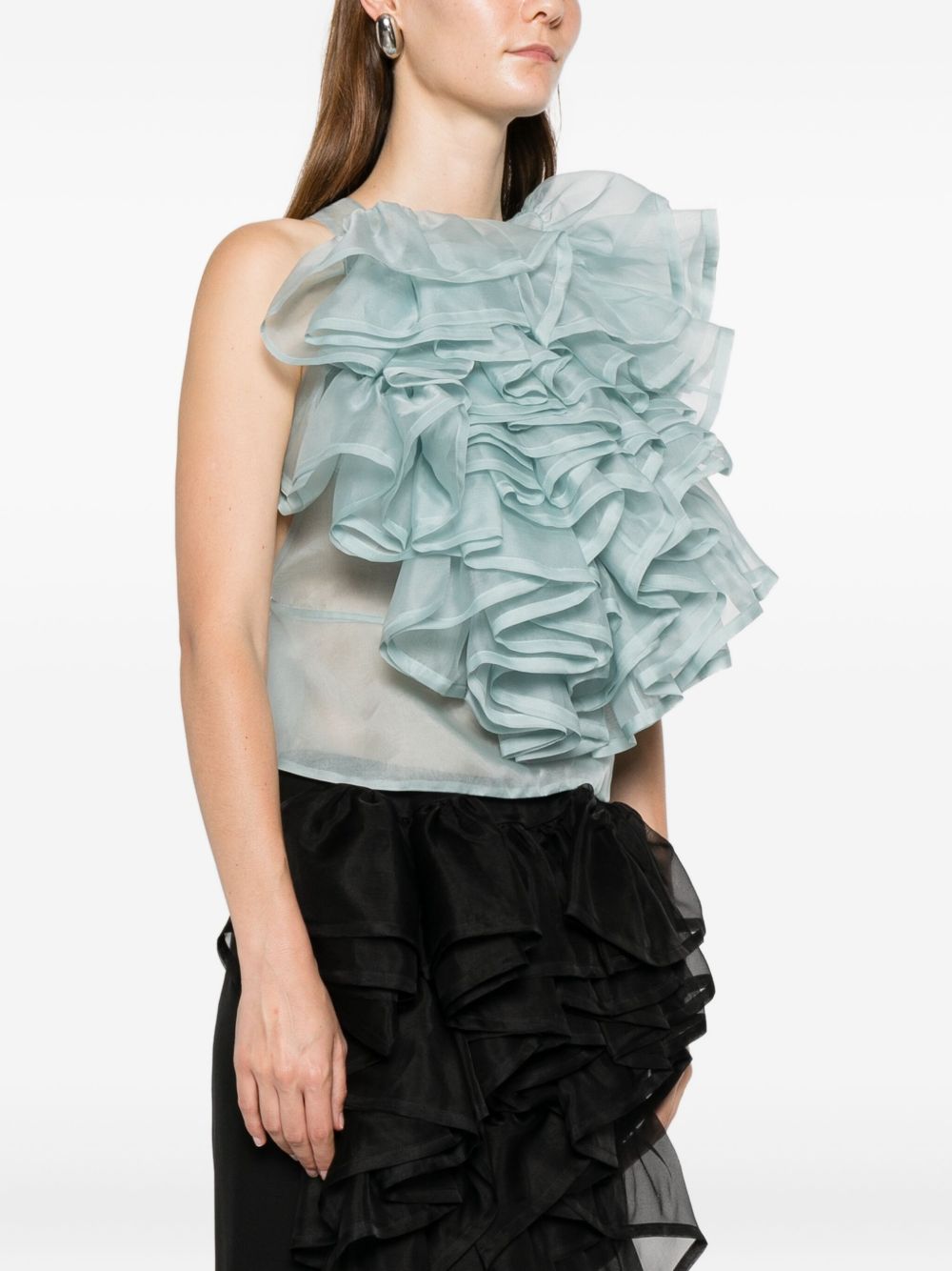 Top con volant in blu Viktor&rolf - donna 