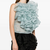 Top con volant in blu Viktor&rolf - donna 