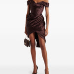 Abito mini asimmetrico Nova Cora in raso in marrone Vivienne Westwood - donna 