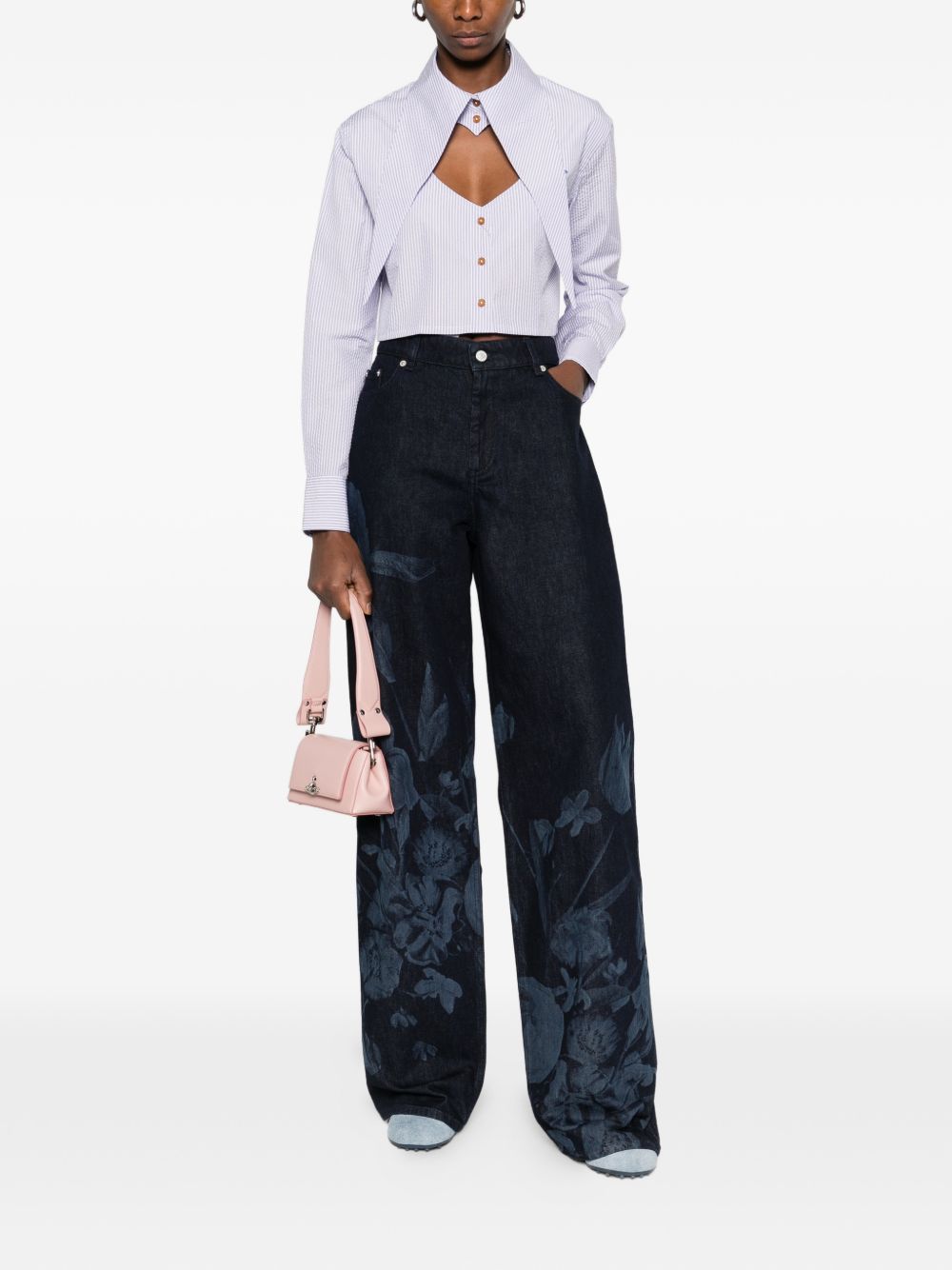 Camicia crop con cut-out a cuore in celeste Vivienne westwood - donna 
