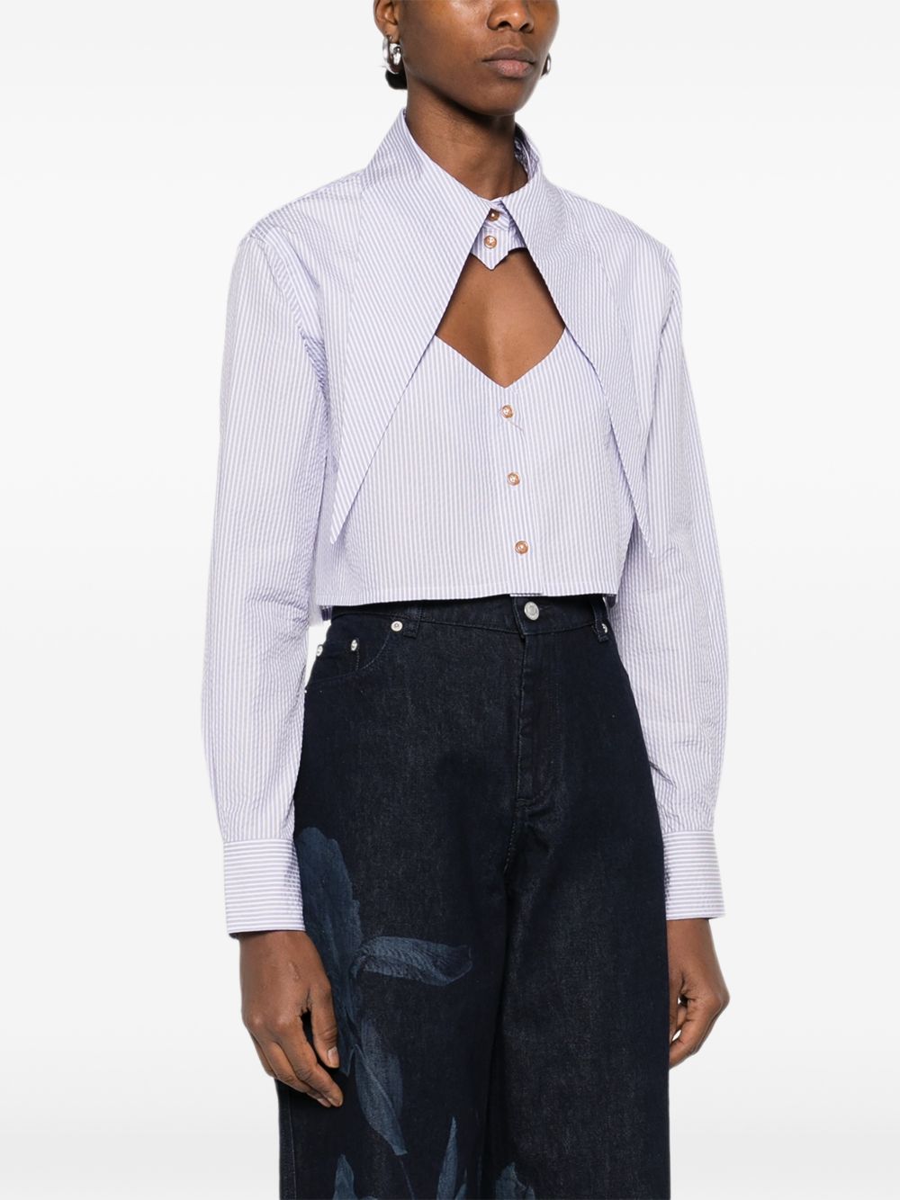 Camicia crop con cut-out a cuore in celeste Vivienne westwood - donna 
