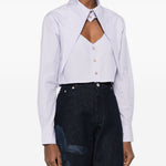 Camicia crop con cut-out a cuore in celeste Vivienne westwood - donna 